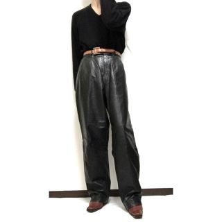 ジョンローレンスサリバン(JOHN LAWRENCE SULLIVAN)の80's VINTAGE Wide Leather Slacks(スラックス)