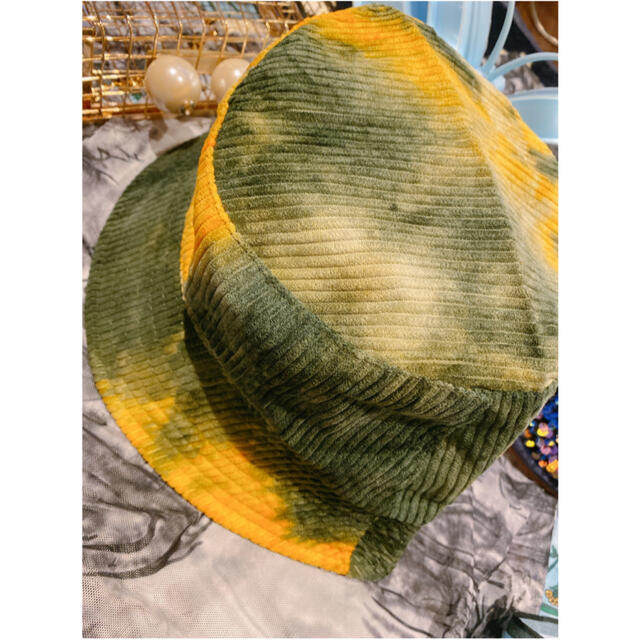 Champion(チャンピオン)の🛺一点物🛺　染め色　バケットハット　タイダイ柄　グリーン　イエロー レディースの帽子(ハット)の商品写真
