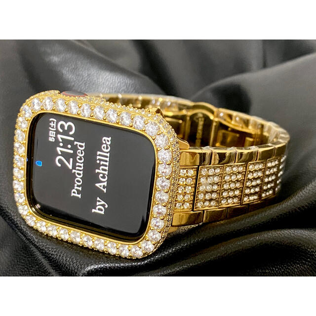 アップルウォッチ用カスタムカバーベルトセット　豪華絢爛ゴールドカスタム メンズの時計(腕時計(デジタル))の商品写真