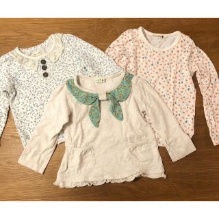 サンカンシオン(3can4on)のトップス  3点セット　90 花柄　リボン　長袖(Tシャツ/カットソー)