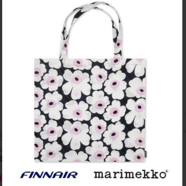 marimekko(マリメッコ)の【フィンエアー限定】マリメッコウニッコピンク×ネイビー♡トートバッグエコバッグ レディースのバッグ(トートバッグ)の商品写真