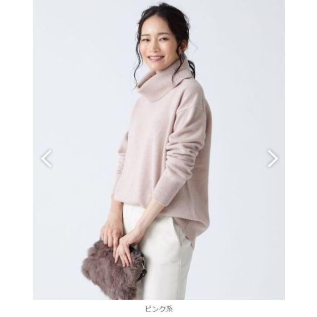 美品　UNIQLO　カシミヤタートルネックセーター　ピンク M オフタートル