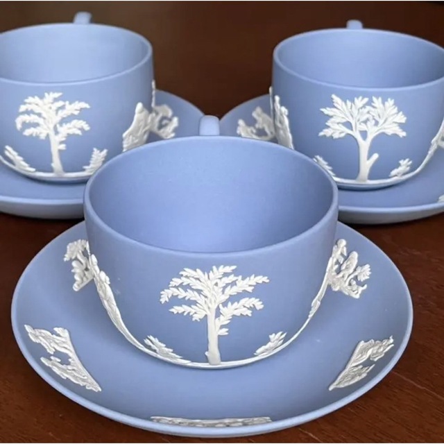 WEDGWOOD - 【美品】ウェッジウッド☆ジャスパー☆ペールブルーC/S 3客