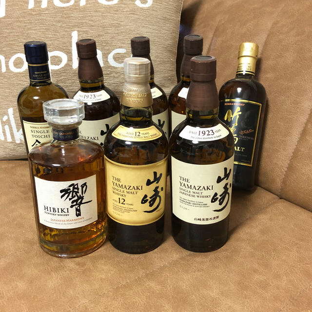 サントリー(サントリー)の山崎12年　響　山崎　余市　竹鶴　８本セット　未開栓 食品/飲料/酒の酒(ウイスキー)の商品写真