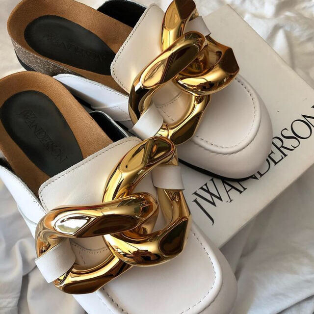 極美品】JW ANDERSON チェーン レザー ローファー サンダル-