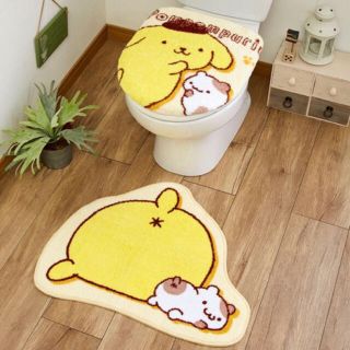 ポムポムプリン(ポムポムプリン)のポムポムプリン トイレカバー&マット 2点セット(トイレマット)