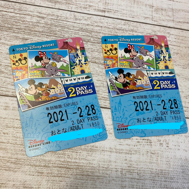 ディズニーリゾートライン　未使用　2days 切符　2枚 チケットの施設利用券(遊園地/テーマパーク)の商品写真