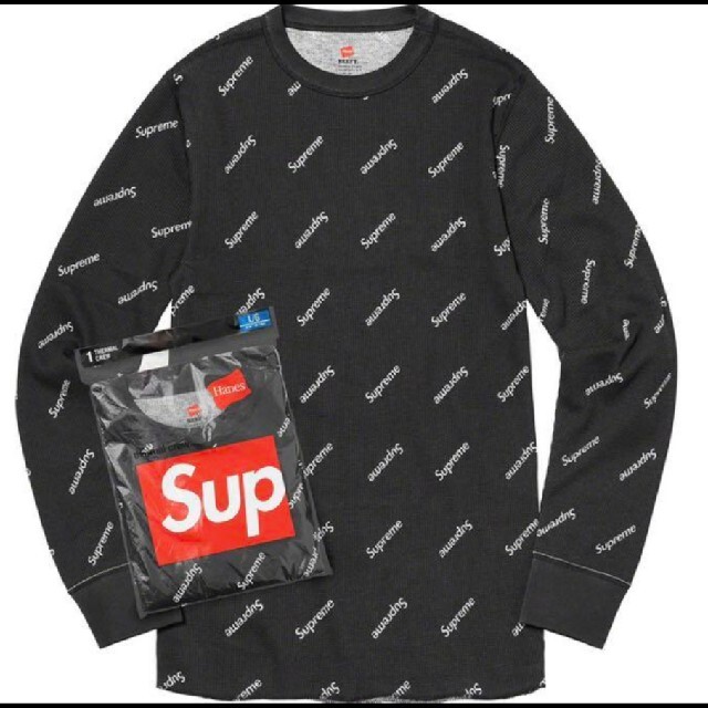 Supreme(シュプリーム)のSupreme thermal Hanes 黒セットアップ Mサイズ メンズのアンダーウェア(その他)の商品写真