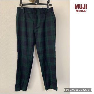 ムジルシリョウヒン(MUJI (無印良品))の無印良品 パンツ チェック グリーン ネイビー(カジュアルパンツ)