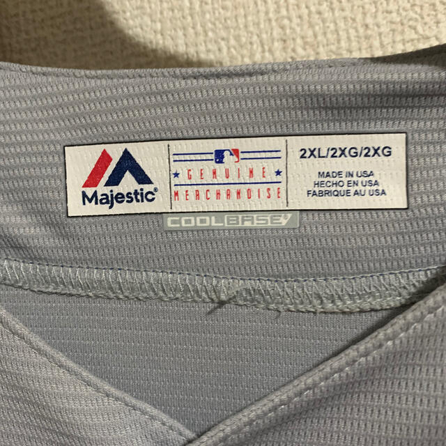 Majestic(マジェスティック)の最終値下げ　レア品　ロサンゼルス　ドジャース　ユニフォーム　ゲームシャツ　2XL メンズのトップス(ジャージ)の商品写真
