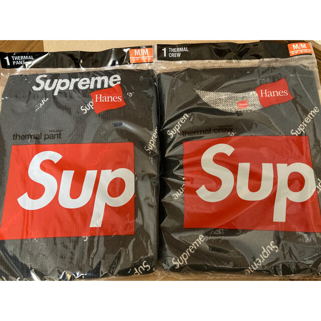 Supreme®/Hanes® Thermal 黒セットアップ　Mサイズ