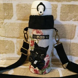 サーモス 水筒カバー ペットボトルカバー 黒猫 ハンドメイド(外出用品)