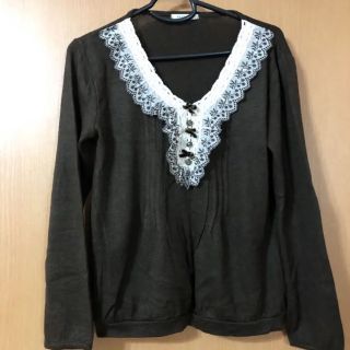 アクシーズファム(axes femme)のaxes femme リボン　刺繍　ブラウン　ニット(ニット/セーター)