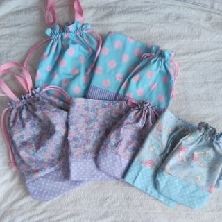 あ★様専用　ハンドメイド　ゆめかわドット　体操着袋　コップ袋(体操着入れ)