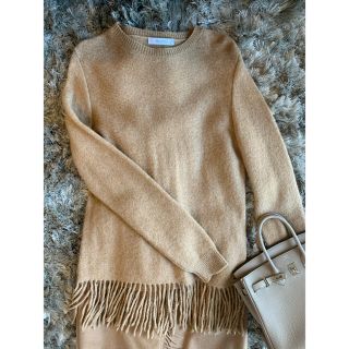 マックスマーラ(Max Mara)の❗️新年限定値下げ❗️未使用❗️MAXMARA キャメル100% フリンジニット(ニット/セーター)