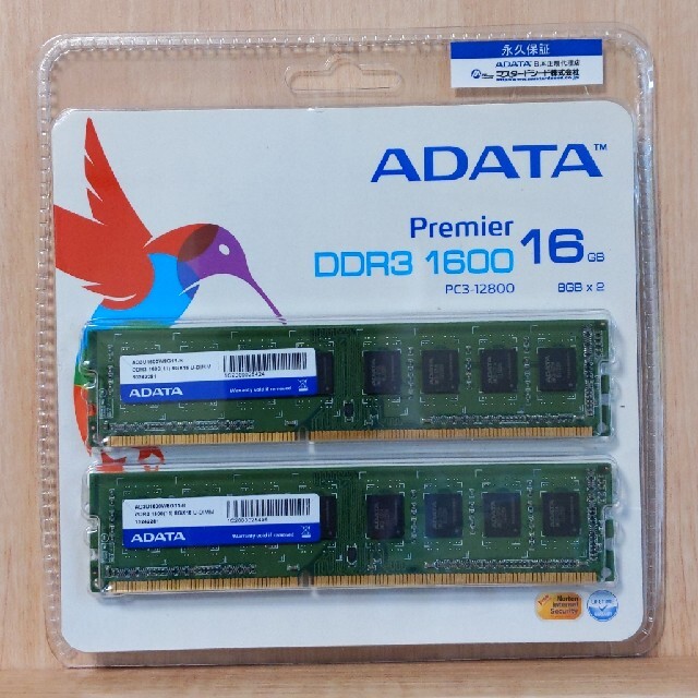 増設メモリ ADATA DDR3 1600 8GB×2