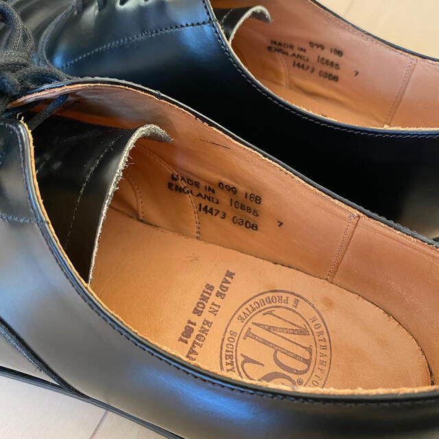 NPS 革靴　英国製　ストレートチップ　UK7 黒　ラバーソール　ハイシャイン靴/シューズ