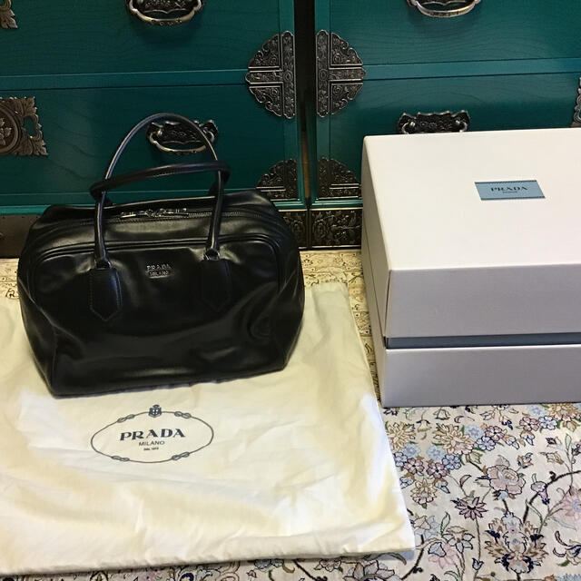 PRADA インサイドバッグ　ブラック/ ターコイズブルー　美品のサムネイル