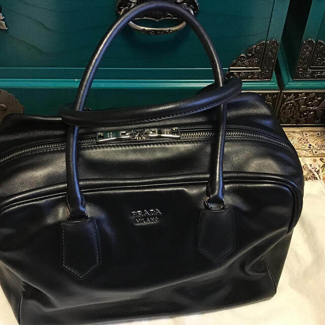 PRADA インサイドバッグ　ブラック/ ターコイズブルー　美品