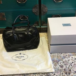 プラダ(PRADA)のPRADA インサイドバッグ　ブラック/ ターコイズブルー　中古美品(ハンドバッグ)