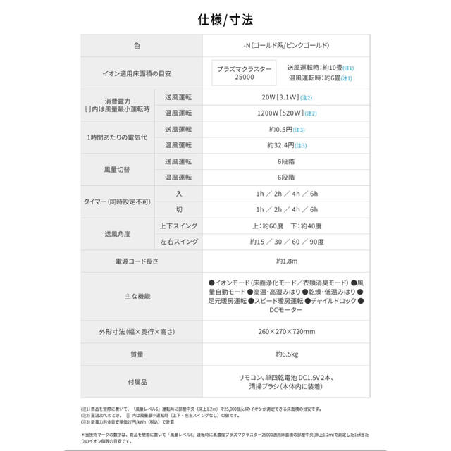 SHARP(シャープ)のシャープ PF-JTH1-N スリムイオンファン HOT&COOL プラズマクラ スマホ/家電/カメラの冷暖房/空調(ファンヒーター)の商品写真