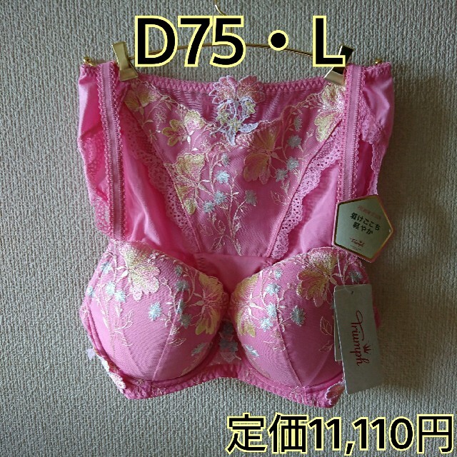 D75 ・L レギュラーショーツ&ブラ ピンク