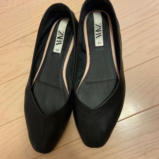 ザラ(ZARA)のZARA ソフトレザーバレエシューズ　24.0(バレエシューズ)