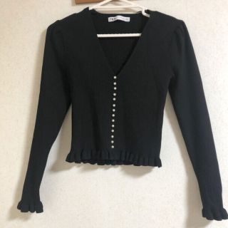 ザラ(ZARA)のzara パールトップス(カットソー(長袖/七分))