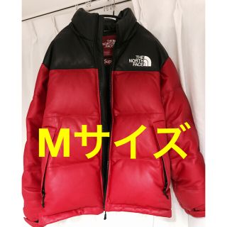 シュプリーム(Supreme)のsupreme The North Face レザー　ヌプシ　赤(ダウンジャケット)