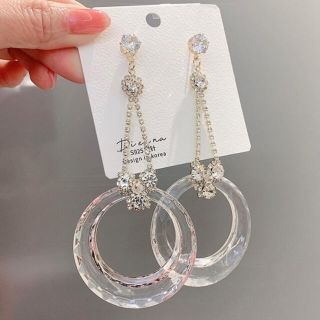 スワロフスキー(SWAROVSKI)の【NEW】新品インポート♡大ぶり クリア リング ジルコニア ピアス(ピアス)