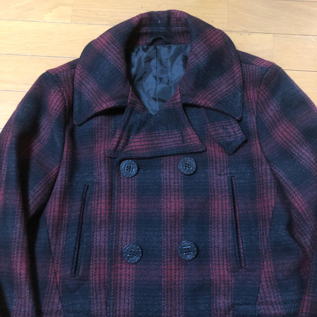 赤×黒　pcoat　2役　星ボタン　ビンテージタイプ　vintage Mサイズ メンズのジャケット/アウター(ピーコート)の商品写真