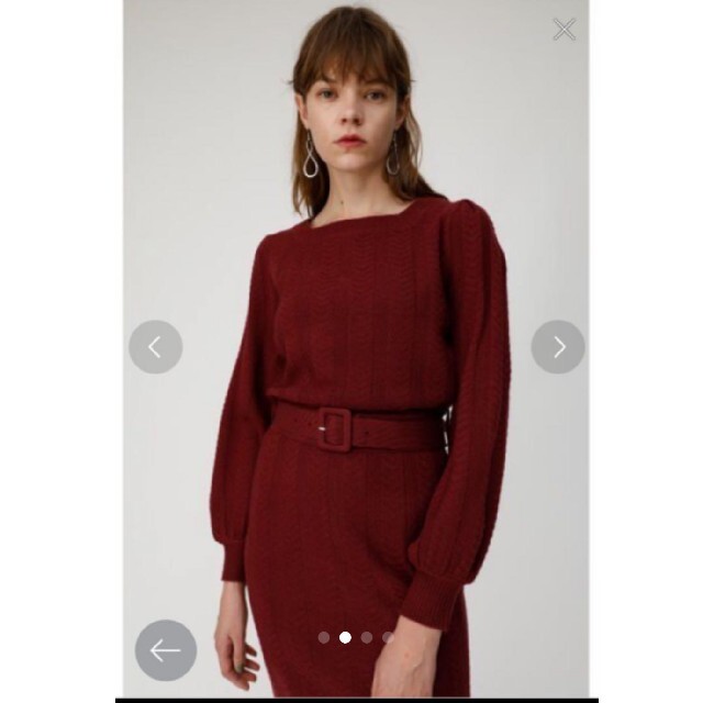 moussy(マウジー)の【新品未使用】moussy マウジー ニットンピース ニットワンピ ベルト レディースのワンピース(ロングワンピース/マキシワンピース)の商品写真