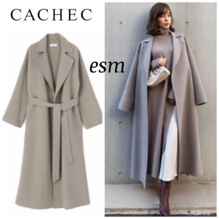 ノーブル(Noble)のCACHEC☆カシェック☆ダブルフェイスロングガウンコート【新品】＊バッグ付き＊(ロングコート)