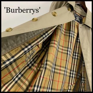 バーバリー(BURBERRY)のBURBERRY バーバリー ステンカラーコート カーキ メンズ 古着 裏地総柄(ステンカラーコート)