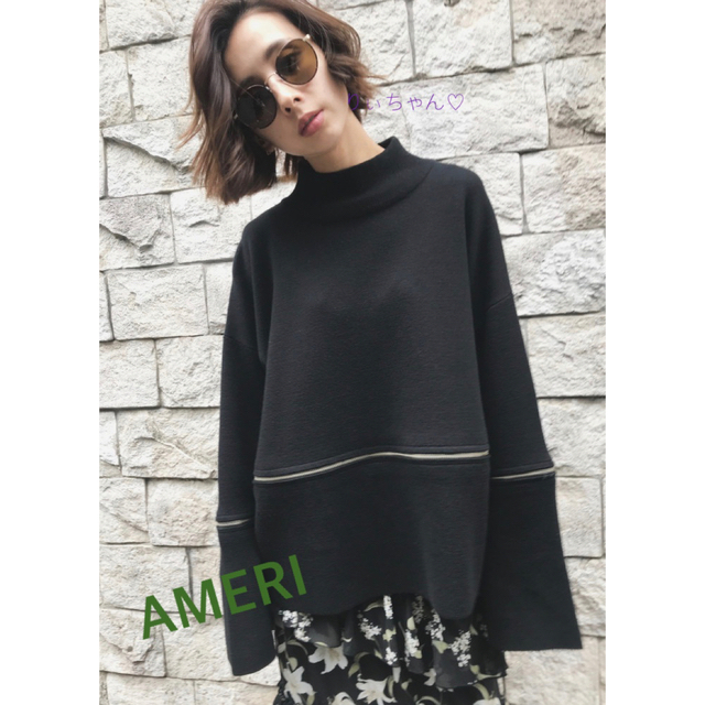 Ameri VINTAGE(アメリヴィンテージ)のAMERI アメリヴィンテージ ジッパーニット ブラック レディースのトップス(ニット/セーター)の商品写真