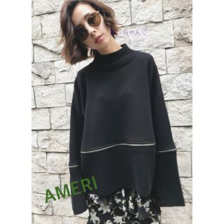 アメリヴィンテージ(Ameri VINTAGE)のAMERI アメリヴィンテージ ジッパーニット ブラック(ニット/セーター)