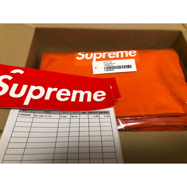 Supreme(シュプリーム)のSupreme Box Logo L/S Tee orange M メンズのトップス(Tシャツ/カットソー(七分/長袖))の商品写真