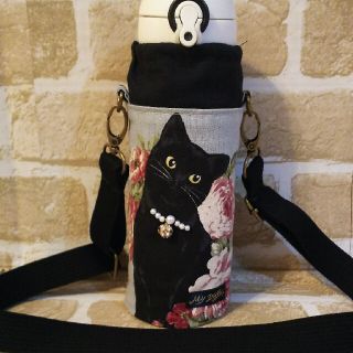 サーモス 水筒カバー ペットボトルカバー 黒猫 ハンドメイド(外出用品)