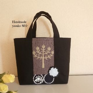 ミナペルホネン(mina perhonen)のM☆ミナペルホネンちょこっとリッチなHandmadeトートバッグ☆林檎イエロー(バッグ)