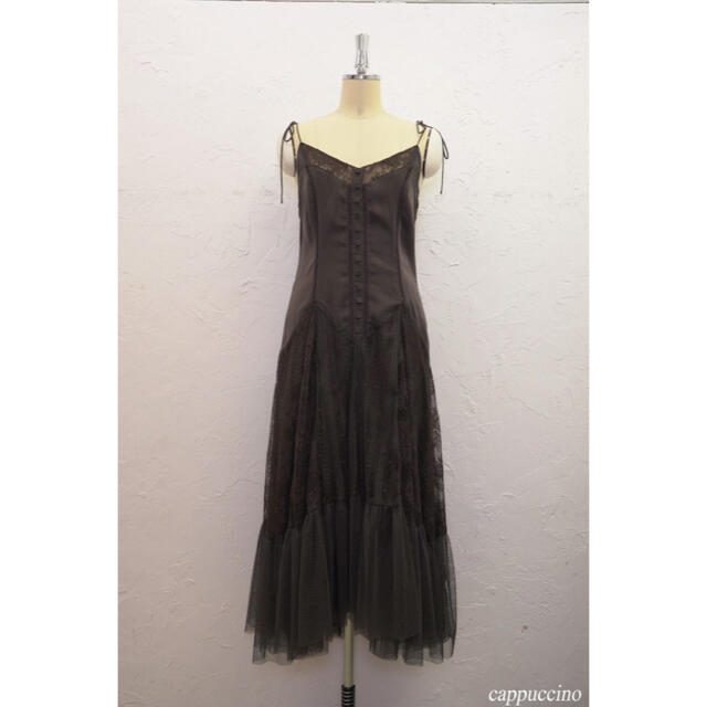 試着のみ！Lace-Trimmed Satin Cami Dress