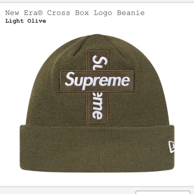 new era box logo beanie oliveニット帽/ビーニー