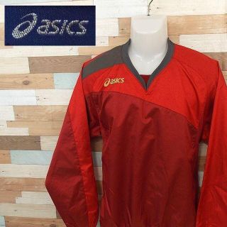 アシックス(asics)の【asics】 美品 アシックス レッド長袖シャツ スポーツウェア ナイロン L(Tシャツ/カットソー(七分/長袖))