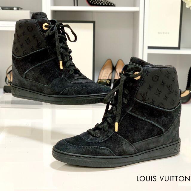 LOUIS VUITTON インヒール ハイカットスニーカー モノグラム 黒