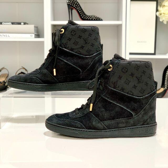 LOUIS VUITTON インヒール ハイカットスニーカー モノグラム 黒-