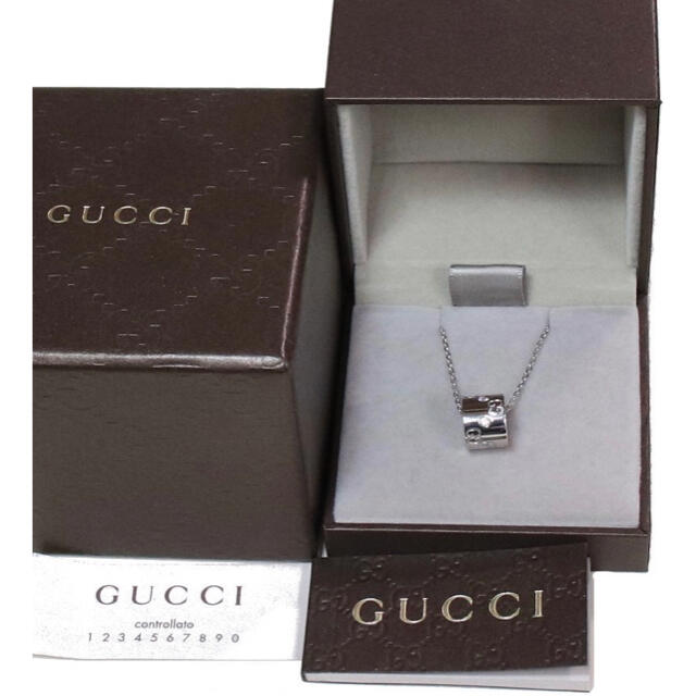 Gucci(グッチ)のGUCCI グッチ 正規品 G リング k18 ネックレス 中古 美品 送料無料 レディースのアクセサリー(ネックレス)の商品写真