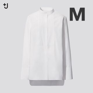 ユニクロ(UNIQLO)の【新品】UNIQLO ジルサンダー スーピマコットンタックシャツ  ホワイト M(シャツ/ブラウス(長袖/七分))