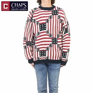 ラルフローレン(Ralph Lauren)のヴィンテージ　CHAPS ラルフローレン 星条旗 ハンドニット セーター　XL(ニット/セーター)
