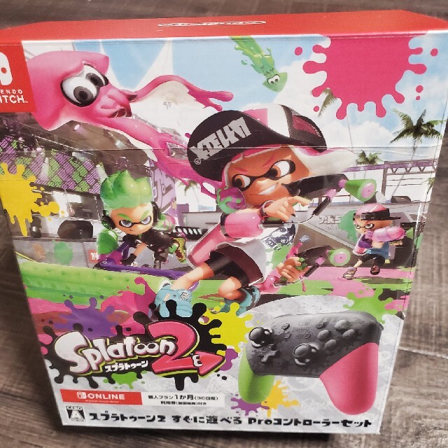 任天堂(ニンテンドウ)の新品　スプラトゥーン2 すぐに遊べる Proコントローラーセット Switch エンタメ/ホビーのゲームソフト/ゲーム機本体(家庭用ゲームソフト)の商品写真