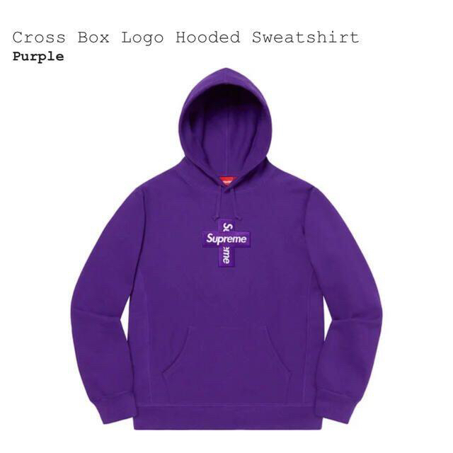 Supreme Cross Box Logo Hooded / パープル XL