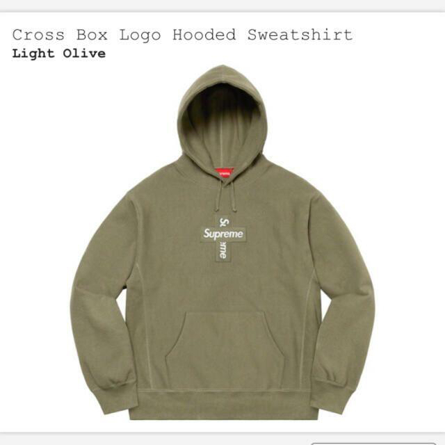 新品　supreme Cross Box Logo Hooded  オリーブ　L